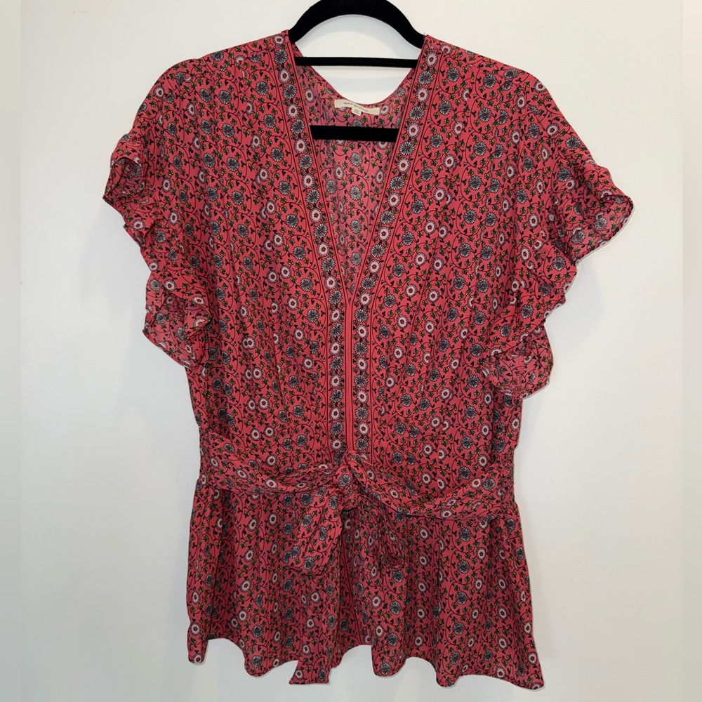 Max Studio Red Floral Blouse